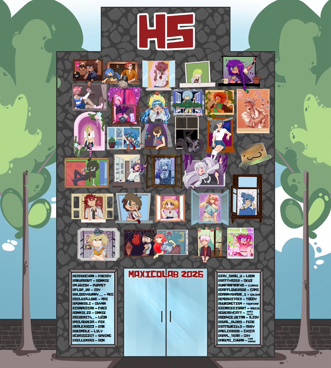 Una súper Collab que hicimos con mis suscriptores de insta. Cada uno hizo una ventana con un personaje a elegir de #fhs #fhsz3r0 #fnafhs 

Gracias a todos por su apoyo y por hacer esto algo divertido y diferente 💙🥰

 Gracias  especiales a <a href="/akuasart/">✨🍰Akuasart🍰✨ (Vgen comms open)</a>  por el montaje.