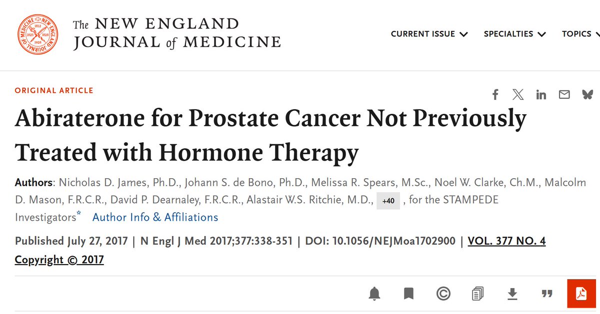 CharlesJiangMD's tweet photo. 1/
The new New England Journal of Medicine paper on transdermal estradiol is a great reminder of a question my attending asked during fellowship:

Why does STAMPEDE keep producing practice-changing trials?

The real answer sits in its MAMS design. https://t.co/kJynXEydqj