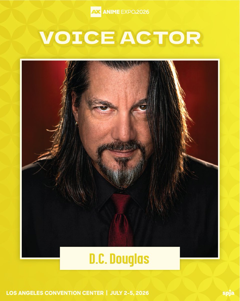 AnimeExpo's tweet photo. Please welcome Voice Actor D.C. Douglas to #AX2026! ✨

💿D.C. Douglas is known for his iconic villains including Yoshikage Kira in "JoJo’s Bizarre Adventure," Albert Wesker in 9 "Resident Evil" games, Rayvis in "Star Wars Jedi: Survivor" and Kamoshida in "Persona 5." Fans also know him as in X Drake in "One Piece," Kalego in "Iruma-kun," The Incarnate in Marvel's "What lf....?" and Legion in "Mass Effect" trilogy plus 100s more. 

⭐Autograph Session:
☑️ Event Name: D.C. Douglas
📆 Date: Day 3 - Saturday, July 4
⏰ Time: 4:00PM - 7:00PM
📍 Location: J.W. Marriott Gold Ballroom - Table 7

🔗 Register Now! https://t.co/N1Jg8alpOC
🏩 Book a Room! https://t.co/n3iyj67VKB
📱 Download the AX Mobile App! https://t.co/8LmHwo8Z07

Anime Expo 2026 | July 2-5, 2026 | Los Angeles Convention Center, CA

#AnimeExpo #AX2026 #AnimeExpo2026 #Anime #Japan #LosAngeles #Manga #Cosplay #Otaku #Gaming #RPG #AMV #Shoujo #Shounen #DCDouglas #VoiceActor #ResidenEvil #StarWars #OnePiece #JoJos #WhatIf