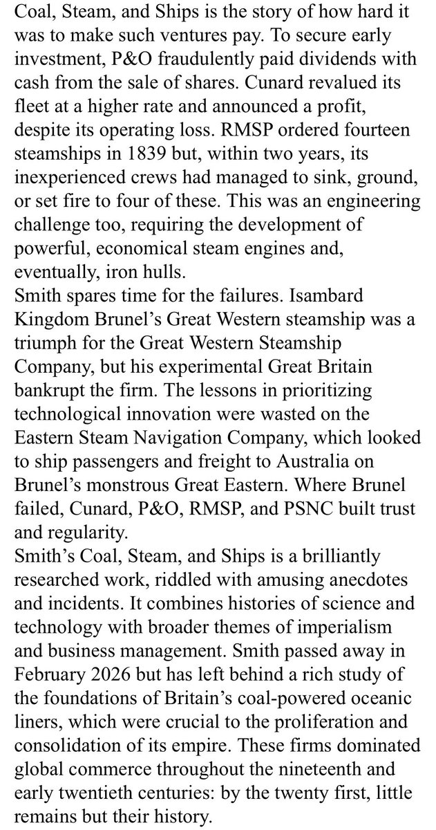 edward_gillin's tweet image. Recently wrote a book recommendation for Crosbie Smith’s wonderful ‘Coal, steam and ships’. Crosbie passed away in February. But he leaves behind a wonderful history of British shipping

#ocean #ships #coal #steam #sea #maritime #british @CambridgeUP