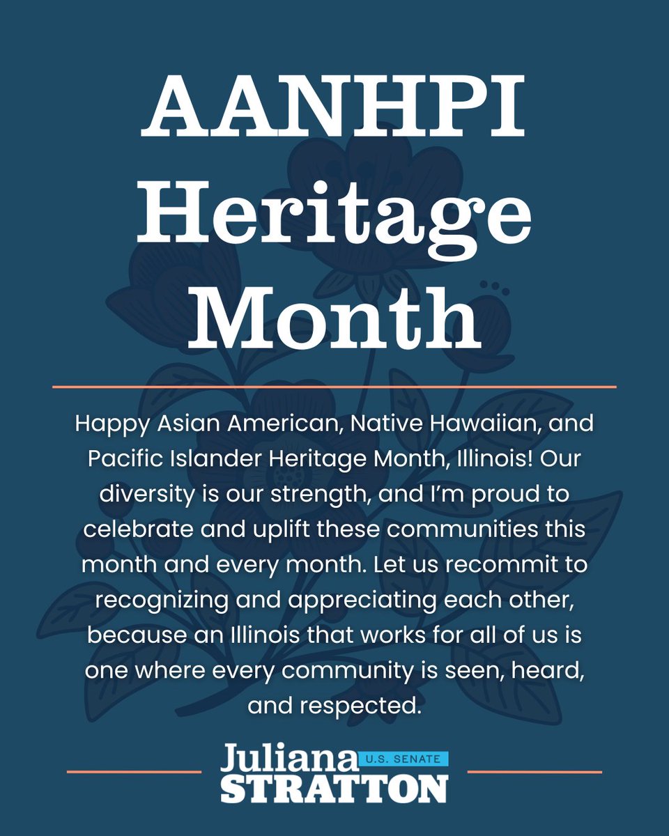 JulianaStratton's tweet image. Happy Asian American, Native Hawaiian, and Pacific Islander Heritage Month, Illinois!