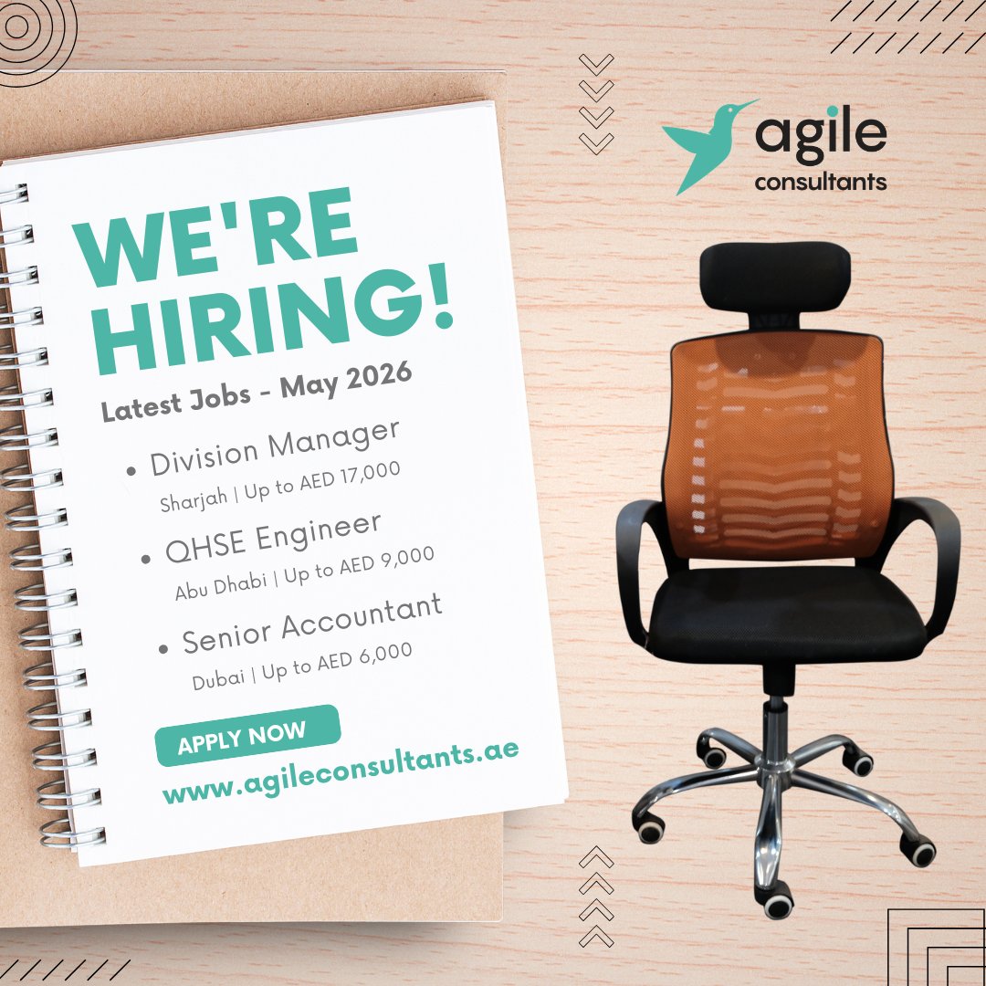 AgileUAE's tweet image. We're Hiring!

- Division Manager: agileconsultants.ae/jobs/division-…

- QHSE Engineer: agileconsultants.ae/jobs/qhse-engi…

- Senior Accountant: agileconsultants.ae/jobs/senior-ac…

#Hiring #Jobs #Careers #Networking #Recruitment #DubaiJobs #UAEJobs #ApplyNow #AgileConsultants