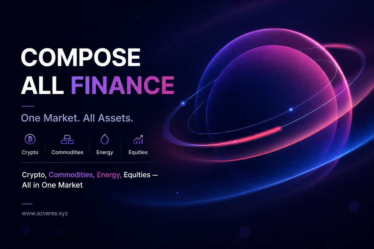 AZverseHQ's tweet photo. The future of finance is not divided by asset classes.

Crypto, commodities, energy, equities — they are all part of one global market.

AZverse is enabling access to a broader range of assets —  powering platforms like AZX to expand beyond traditional boundaries.

This is not just about listing more pairs.  
It is about building a unified market layer where global financial exposure becomes easier to access, understand, and compose.

Compose All Finance.