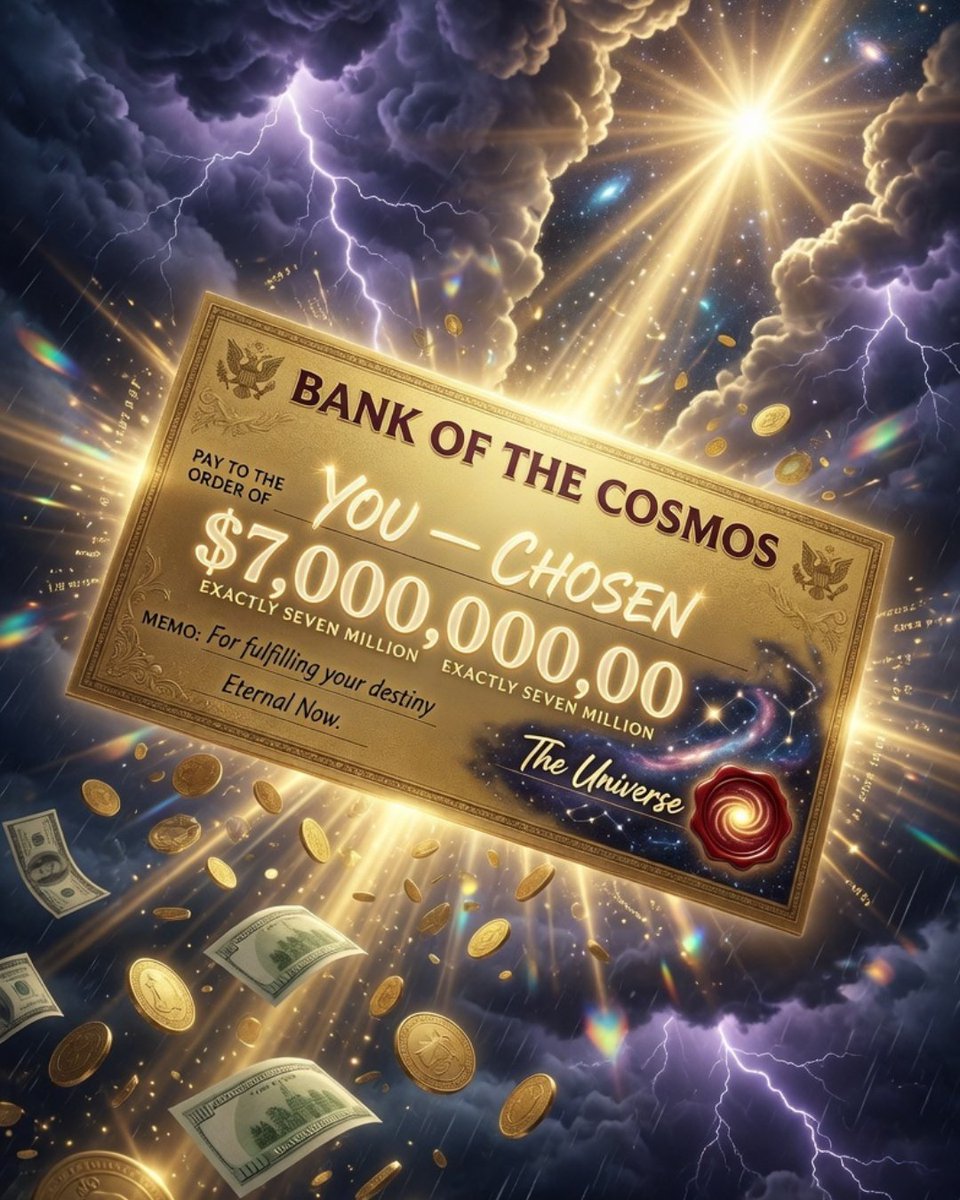 imoneymantra's tweet image. 💰 The Universe just personally signed your $7 Million check. 

Your name is on it. 
Your energy sealed it. 
Your faith delivered it. 

All that is left is for YOU to step forward and claim what already belongs to you. 

Drop "777" to receive your check right now 🔥✨
