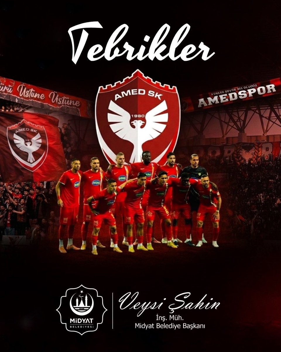 veysisahinn47's tweet photo. Süper Lig’e yükselme başarısı gösteren Amedspor’u yürekten tebrik ediyorum.
Bu büyük başarı; inancın, emeğin ve kararlılığın en güzel karşılığıdır.

Bu anlamlı başarı, bölgemiz adına da ayrı bir gurur kaynağı olmuştur.

Kulüp yönetimini, teknik heyeti, futbolcuları ve bu süreçte takımını yalnız bırakmayan büyük taraftarını kutluyor; Süper Lig’de gösterecekleri mücadelede üstün başarılar diliyorum.