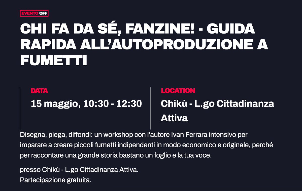 FumettoF's tweet image. Apre una mostra di Manga, a #Venezia . Apre la collana in edicola di Paz e una mostra a San severo, e segnalo sempre che è in atto la bella mostra al @Museo_MAXXI 
più avanti   il festival Ca.Co.FEST il 13 e 2 eventi OFF conIvan Ferrara e la @IoCiStoLibreria