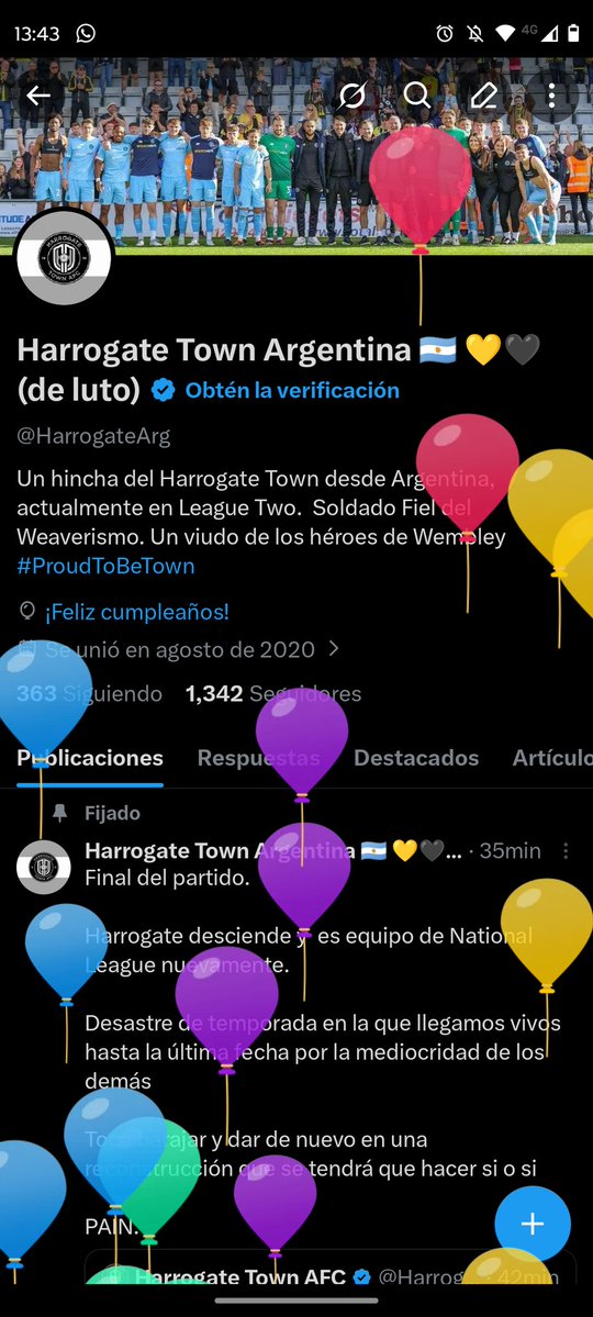 Harrogate Town Argentina 🇦🇷 💛🖤 (de luto) tweet media