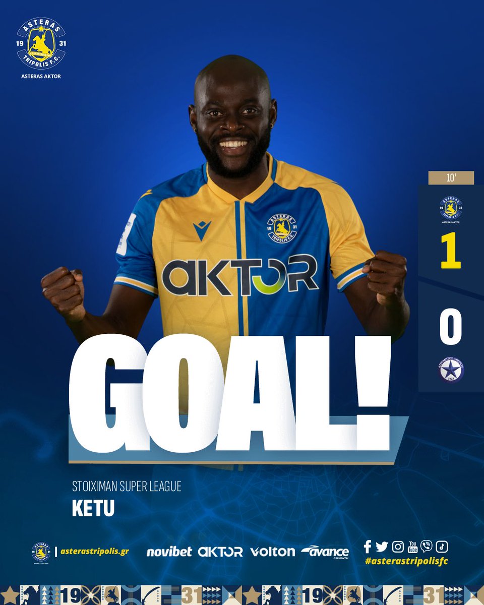 AsterasfcTwit's tweet image. 🟡🔵GOAL‼️⚽️

#asterasaktor #asterastripolisfc #goal #wearealltogether