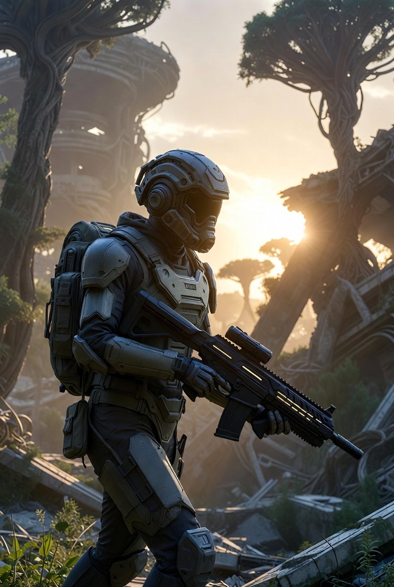 wmstoverjr's tweet image. Dawn Vigil in the Veil of Echoes

Encountered these silent spires at first light 🌅. Armor remains intact, pulse rifle hums 🔫 — the old world doesn’t easily reveal its secrets.

Which ghosts still wander these ruins? 👻

#SciFiArt #AIart #PostApocalyptic #FuturisticExplorer