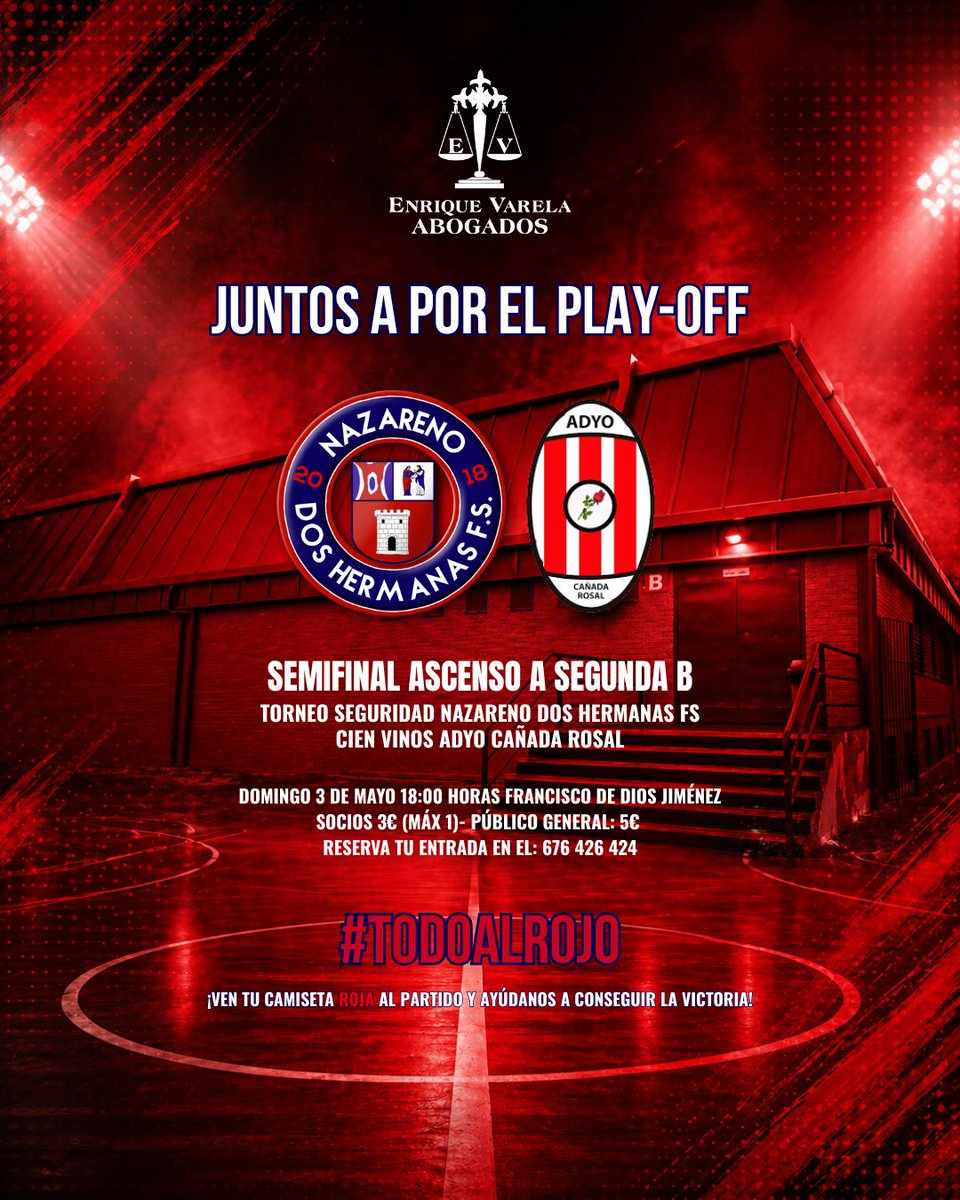 NazarenoDHFS's tweet photo. 💼⚖️ @evarelabogados 🗣️ : «Animamos a toda Dos Hermanas a acudir al Francisco De Dios para este importante partido»

⚖️ Un nuevo menaje de ánimo de nuestro patrocinador, que ya tiene de sus entradas para el encuentro de mañana 

🎟️ ¡Vente mañana y compra tu entrada en taquilla para vivir las semifinales del play-off de ascenso!