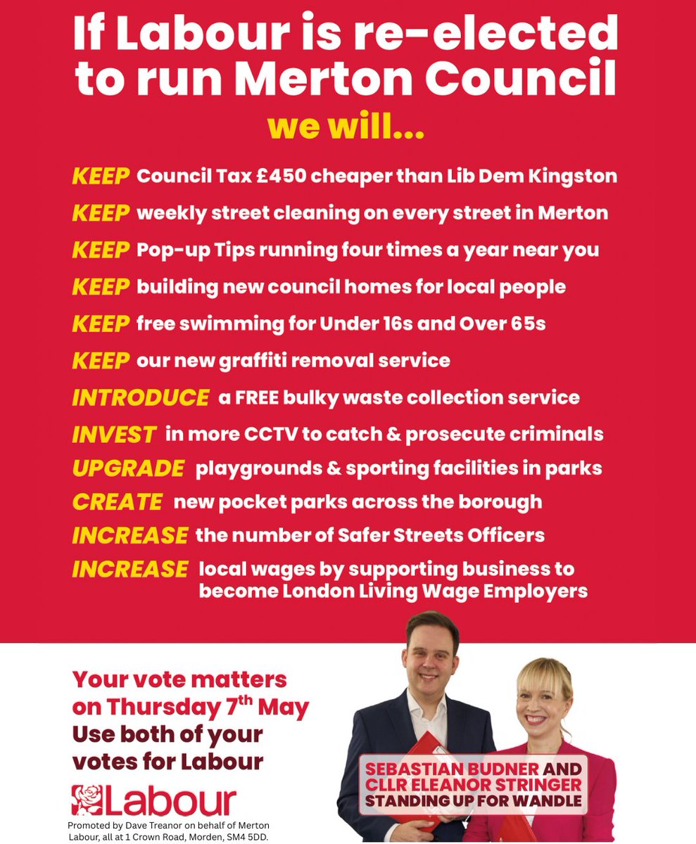 SebastianWandle's tweet photo. If Labour is re-elected, we’ll keep delivering for Merton - and I want to play my part locally.

On 7 May, please use both your votes for me and Cllr Eleanor Stringer. https://t.co/zze0g6NIcl