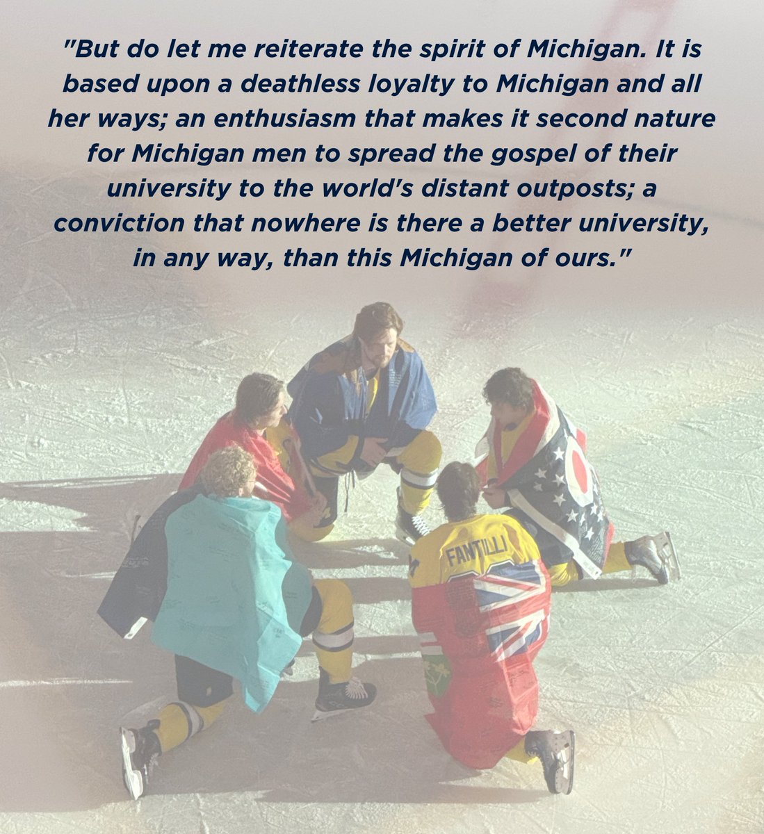 FutureBlueIce's tweet photo. Today, our @umichhockey seniors officially cross into proud @MichiganAlumni territory. "This Michigan of ours" isn't a four-year thing; it's a lifelong familial bond.
To T.J., Luca, Kienan, Tyler, and Ern: thank you for all you gave to the Maize & Blue! γ½οΈ #MGoGrad #Victors2026 https://t.co/E1FbsHjPIl