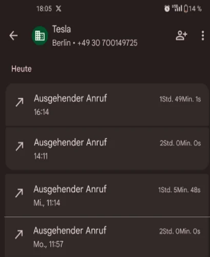 flaejk's tweet photo. Ich glaube die Tesla Hotline gibt es gar nicht. Nach 2h wird automatisch aufgelegt. #tesla https://t.co/l6CQkgMdr3