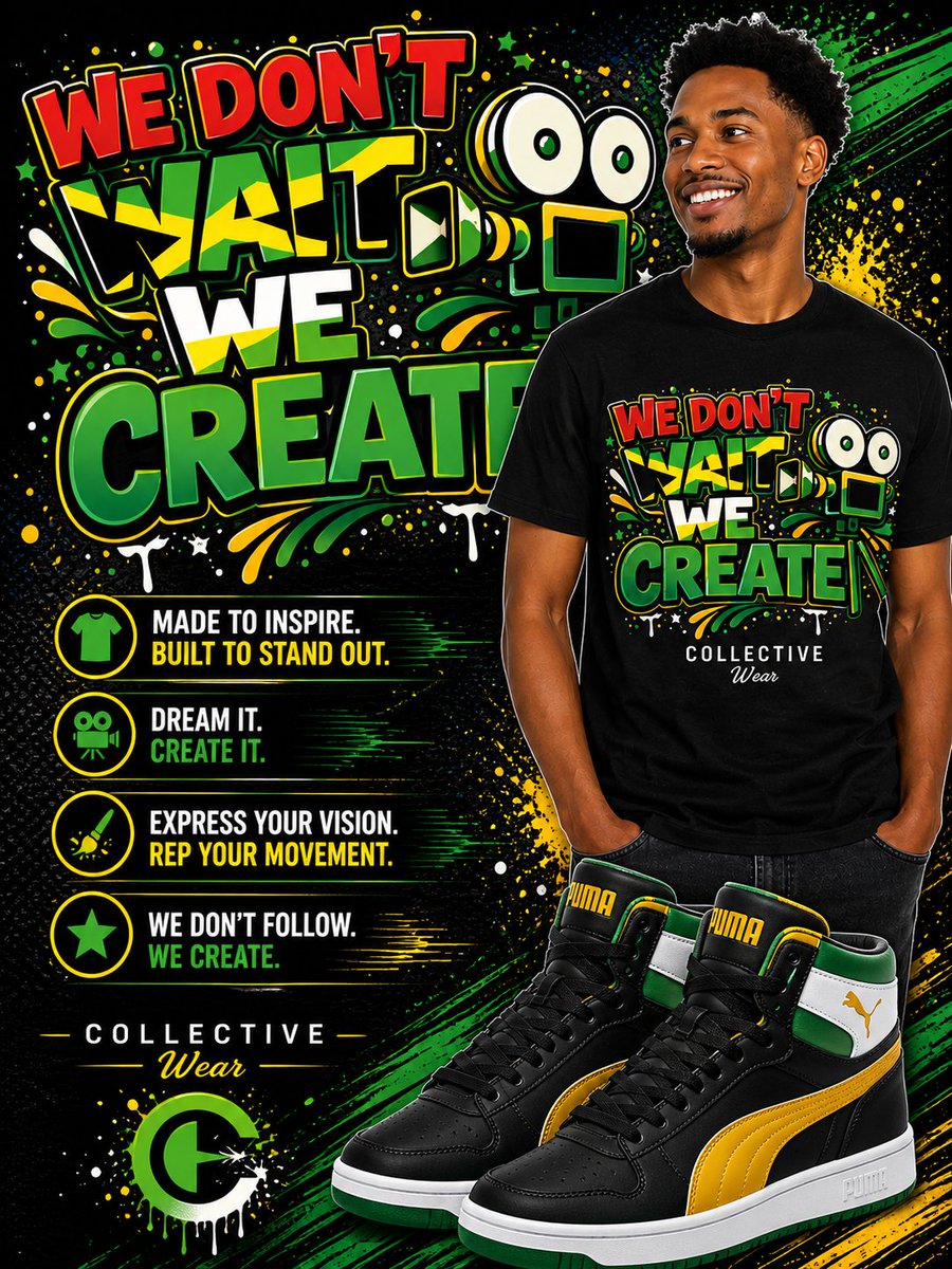TeamCollective's tweet image. Don’t wait on opportunities—CREATE them. 🇯🇲🔥
Step bold, stand different, and wear the mindset that moves first.
Shop now 👉 myerod-enterprise.com/shop/ols/produ…⁠
#rah1 #collectivewear #wedontwaitwecreate