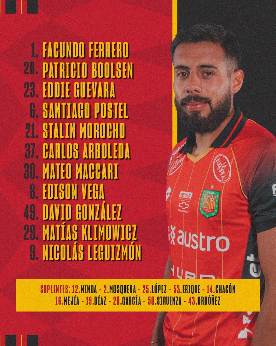 DCuencaOficial's tweet photo. 🦁XI Inicial🦁
#DCuenca 🆚 #Tecnico
📅 Fecha 12 - Fase Inicial
🏆 #LigaEcuabetconectadaporXtrim
🏟️ ASA Banco del Austro
Presentado por ⚡️#Forbet ⚡ https://t.co/I5iqYQ2Unm