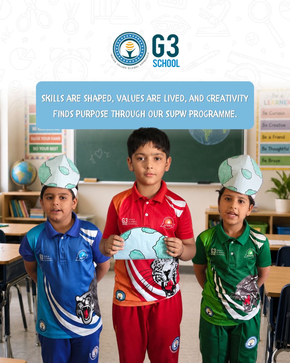 g3school's tweet photo. Through SUPW at G3 School, students turn ideas into action—building skills, responsibility, and real-world confidence.

#G3School #SUPW #SkillDevelopment #ExperientialLearning https://t.co/l6p93e3LuQ