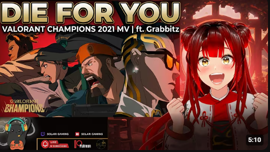 SolariGaming's tweet photo. 'Die for you' from valorant was awesome! Love this song.   https://t.co/Ol8IwzuX0H

#valorant #gaming #vtuber #musicreaction https://t.co/aBCGiZbRVv