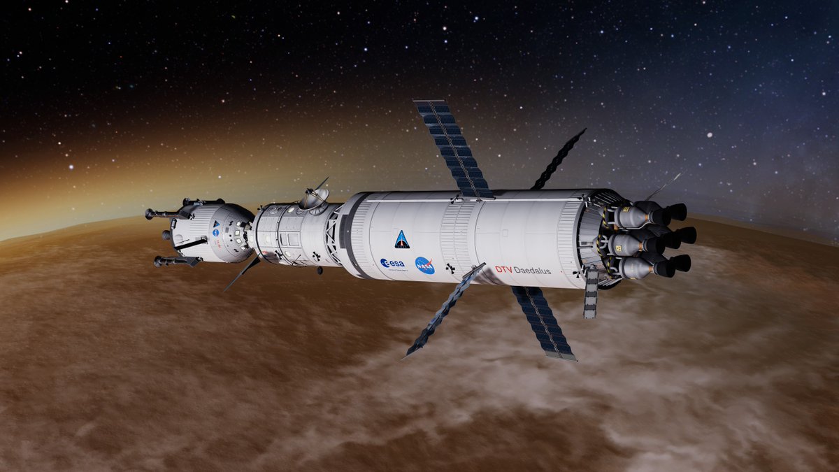 Arrivée de la mission Ares 5 en orbite de Duna avec le DTV à propulsion ...