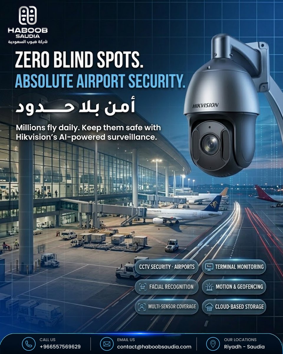 haboobsaudia's tweet image. Haboob Saudia: Securing Every Terminal with Hikvision's AI-Driven Infrastructure.
​#AirportSecurity #HaboobSaudia #SmartSaudi #AviationNews #TechTrends #Hikvision #Riyadh #SafetyFirst #DigitalTransformation #SaudiTech