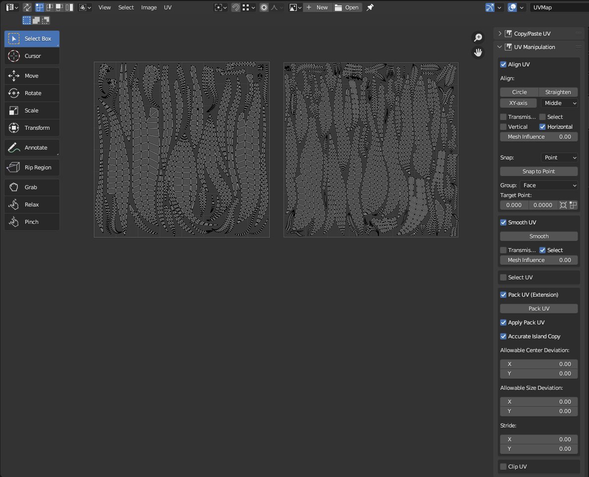 Weytant_V's tweet photo. Finally got some free time and getting back to this character 🙌

Finished the UV layout, split into:
Face, upper body, lower body, eyes, front bangs, and hair.
Separated UV sets to better control texel density and prioritize detail on the face and eyes.

UV symmetry plugin saved a lot of time here 😅

Next step — texturing (my favorite part).

やっと時間ができて、このキャラクター制作に戻りました 🙌

UVレイアウトが完了しました：
顔、上半身、下半身、目、前髪、髪
テクセル密度をコントロールし、顔と目のディテールを優先するためにUVセットを分けています。

UV対称プラグインのおかげで作業時間をかなり短縮できました 😅

次は一番楽しみな工程、テクスチャ制作です 🎨