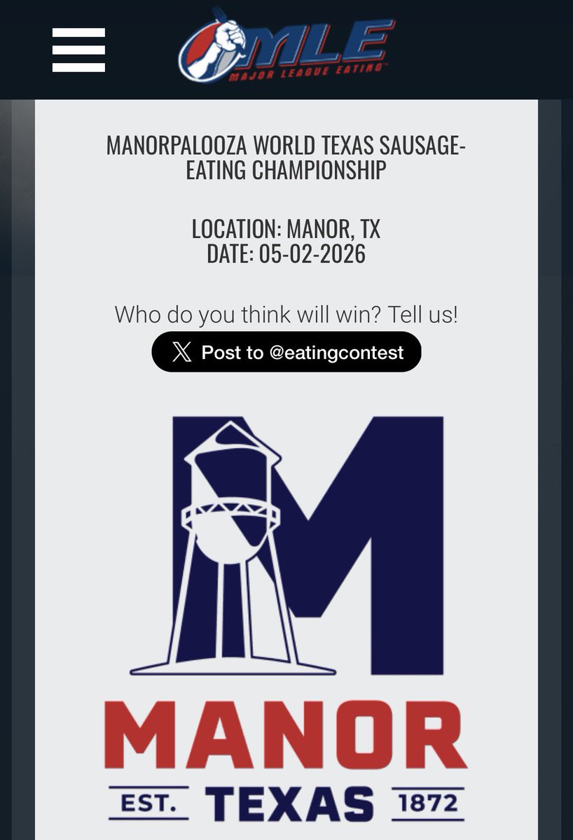 NickWehry's tweet photo. Today is the MANORPALOOZA World Texas Sausage Eating Championship with @eatingcontest ! Myself, @GeoffEsper , reigning champ James Webb, @ColemansBandG , @Adven_HEAVY_D , @steelrod_radim and more throwing down for 10 minutes for the title, glory and maybe the record! 5pm CST! https://t.co/TkJZ2lPh0K