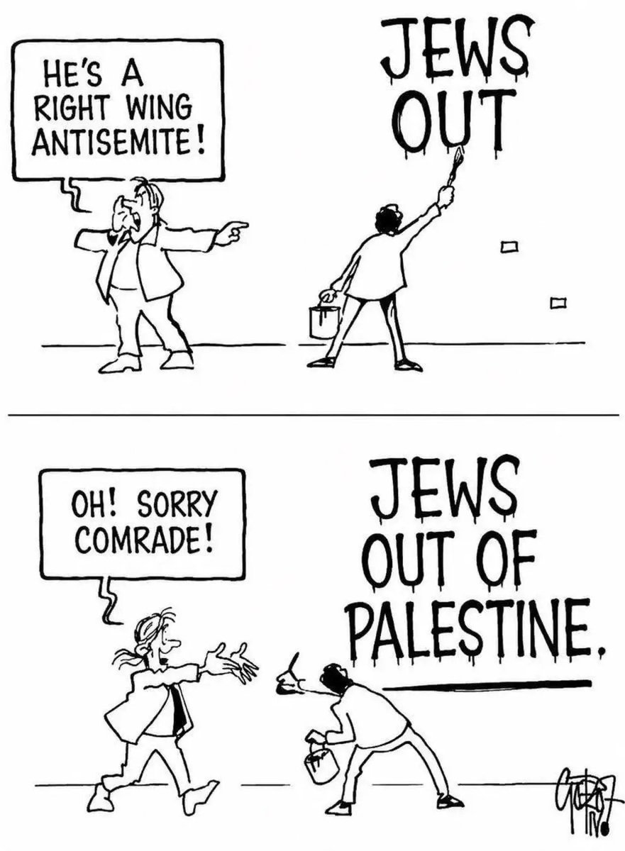 The far left and the far right have an excellent division of labor: the far right wants to drive all the world's Jews into Israel and the far left wants to destroy all the Jews in Israel.