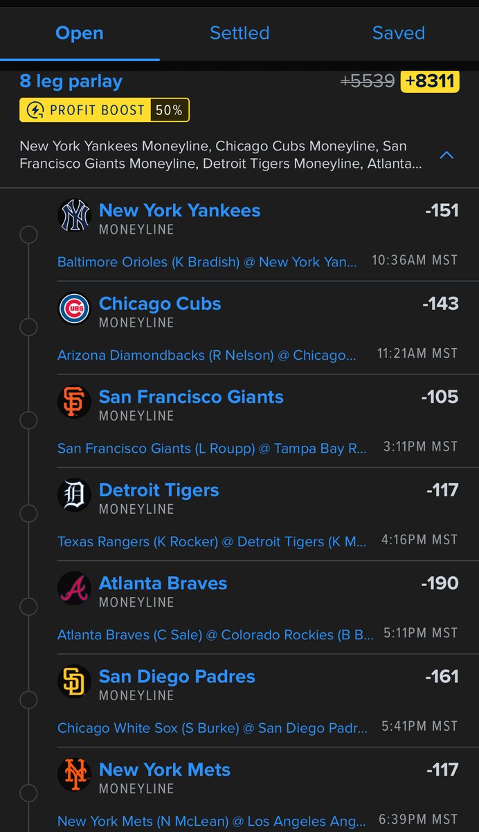 TheBossManKT's tweet photo. 8/8 MLB ML predictions 25$➡️2k 💰⚾️ https://t.co/aejRDsbqHT