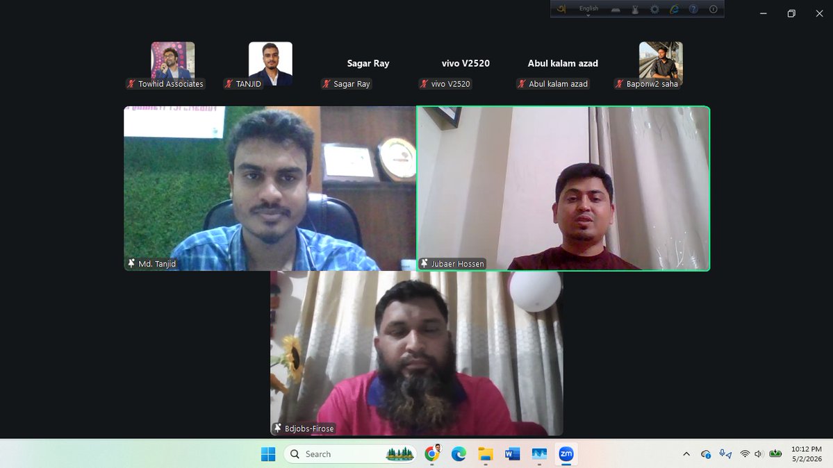 rjtanjid24's tweet image. Loved hosting Career Readiness Workshop 46 for Towhid Associates tonight. I usually manage the backend but stepping up to host was a great experience. Huge thanks to Md. Towhiddjjaman, Mohammad Ali Firose and Jubaer Hossen Bhai for the practical career advice! #CareerReadiness