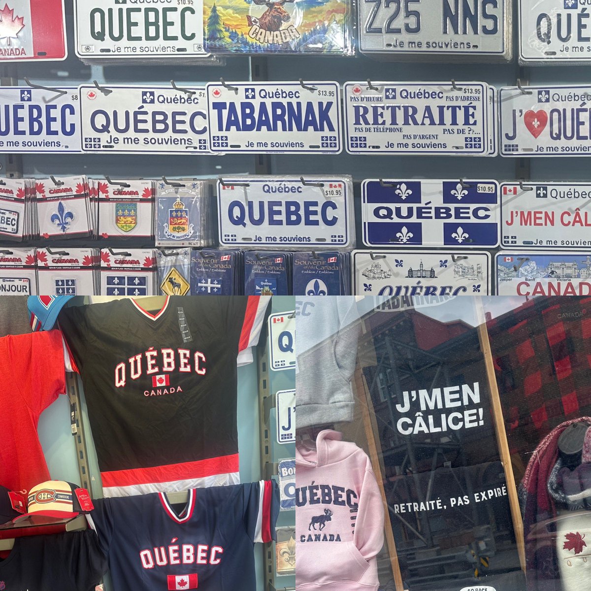lacombemathieu's tweet photo. Réflexion. J’ai toujours été frappé par ce que proposent les boutiques de souvenirs du Vieux-Québec : souvent des vulgarités, sans image nationale cohérente. Pourquoi ne pas mettre de l’avant nos figures historiques, des paroles de nos chansons ou de nos poèmes les plus célèbres? https://t.co/SLpzZMXAf0