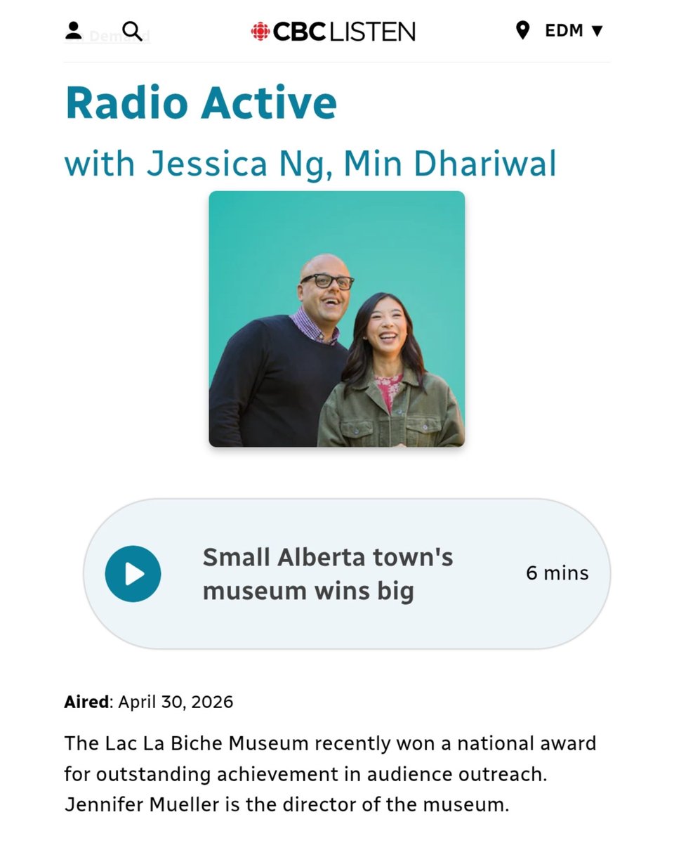LLB_Museum's tweet photo. 🎙️ We made it to CBC!
Following our 2025 CMA Audience Outreach Award, the Lac La Biche Museum was featured on Radio Active.
A big moment for a small museum—thank you to our community.
🔗 https://t.co/T6VWLeEAcC https://t.co/GlyODeaEI0