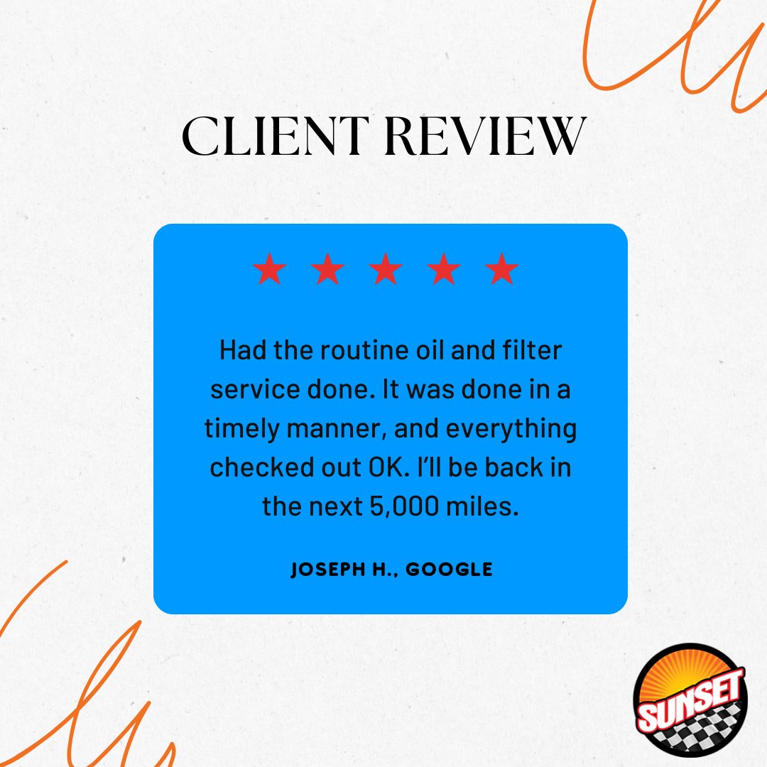 SunsetChevy's tweet photo. Joseph, thank you for sharing your great review! We appreciate your business and look forward to seeing you next time! Sincerely, The Sunset Chevrolet Team wecare@sunsetautofamily.com. https://t.co/akpG4By3LH