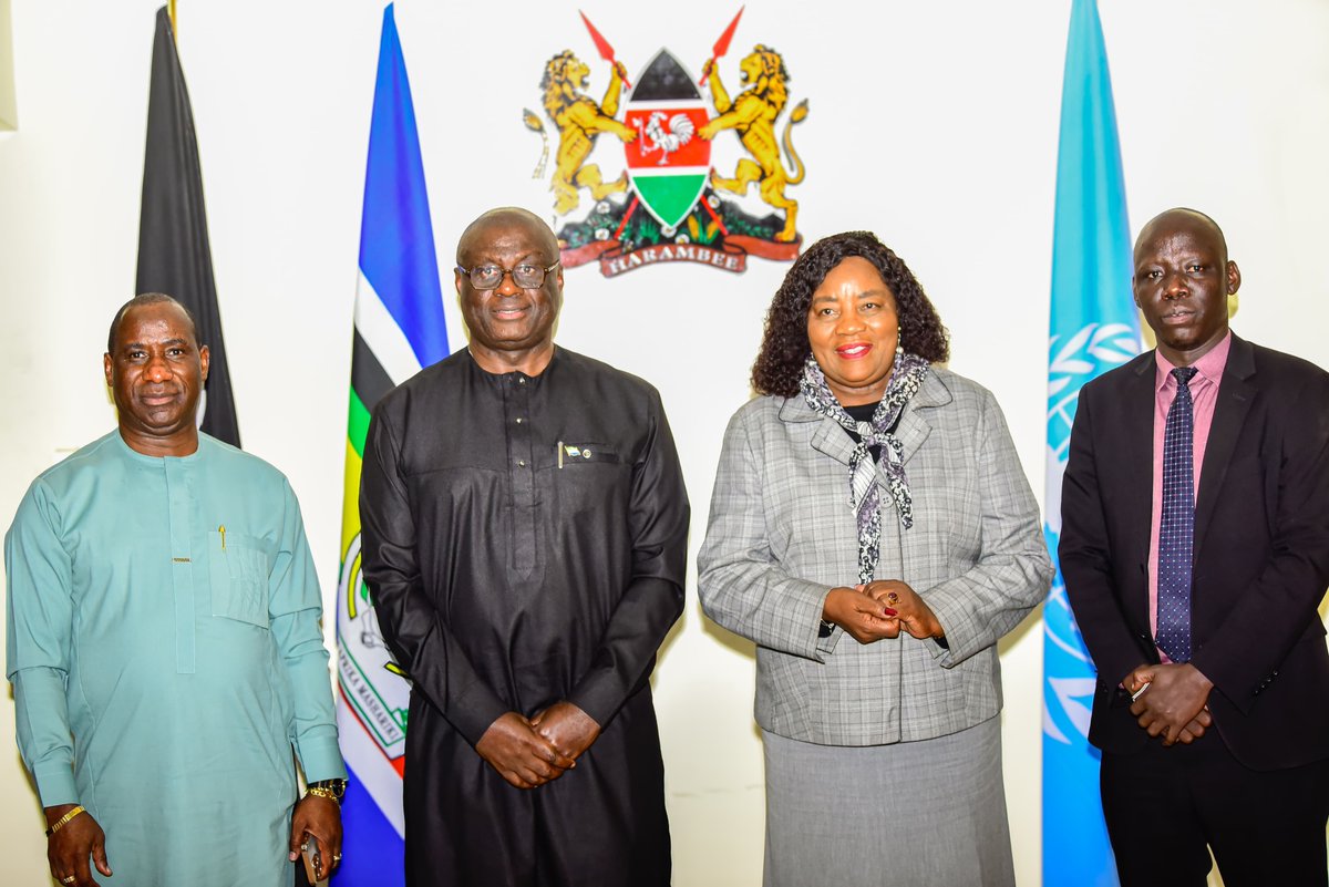 Kmunep's tweet photo. H.E Lt Gen (Rtd) Peter Kakowou Lavahun, PR of Sierra Leone and Chair of the African Group, paid a courtesy on Amb. Dr. @IdaOdinga this week. They underscored the value of strategic partnership within the African Group in steering global environmental matters within the UN system. https://t.co/vTyBUQthLN
