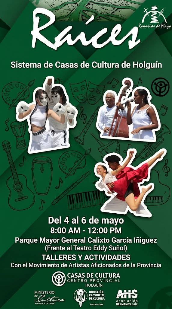 CPCC_Holguin's tweet photo. En estas Romerías de Mayo, el Sistema Provincial de Casas de Cultura te invita a conectar con lo más auténtico de nuestro arte. Ven y vive el espacio "Raíces", un encuentro con la identidad y el talento de nuestros artistas aficionados. https://t.co/2GrKb5Iu22