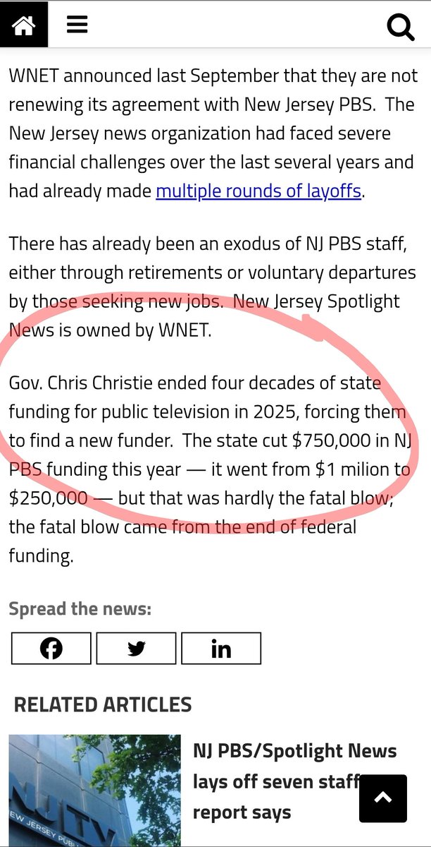 TVNewsLady's tweet photo. @wildstein Hi David. Then Governor Chris Christie closed NJN (New Jersey Public Television &amp; Radio) back in 2011 after 4 decades not 2025 as your story states. I am a former employee🙋🏾‍♀️. https://t.co/zDiEDnWV3V