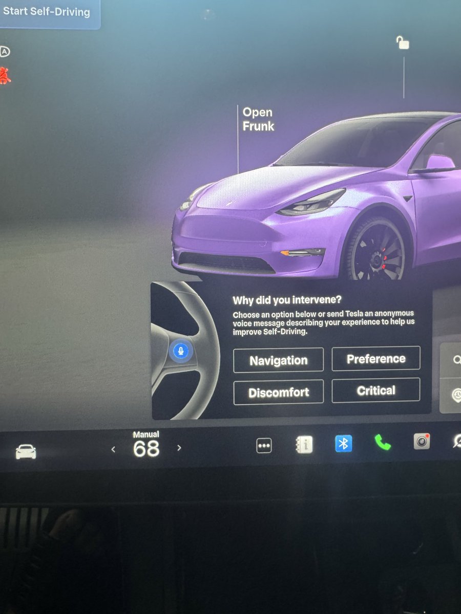 zechdemike07's tweet photo. @elonmusk, @Tesla, can this “FSD intervene” be an optional toggle (on or off)? This is so annoying that I have to select any of the choices. I get it, you guys have to capture the reason for improvement, but I see some challenges on this one. https://t.co/piUG2QaJqX