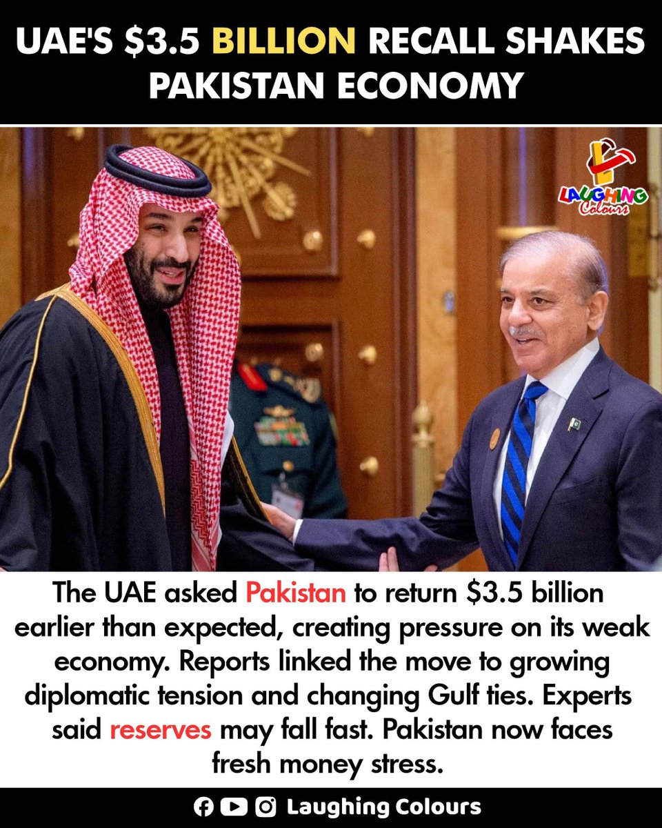 LaughingColours's tweet image. UAE recall shakes Pakistan economy 📉

#UAENews #PakistanEconomy #GlobalNews #Finance