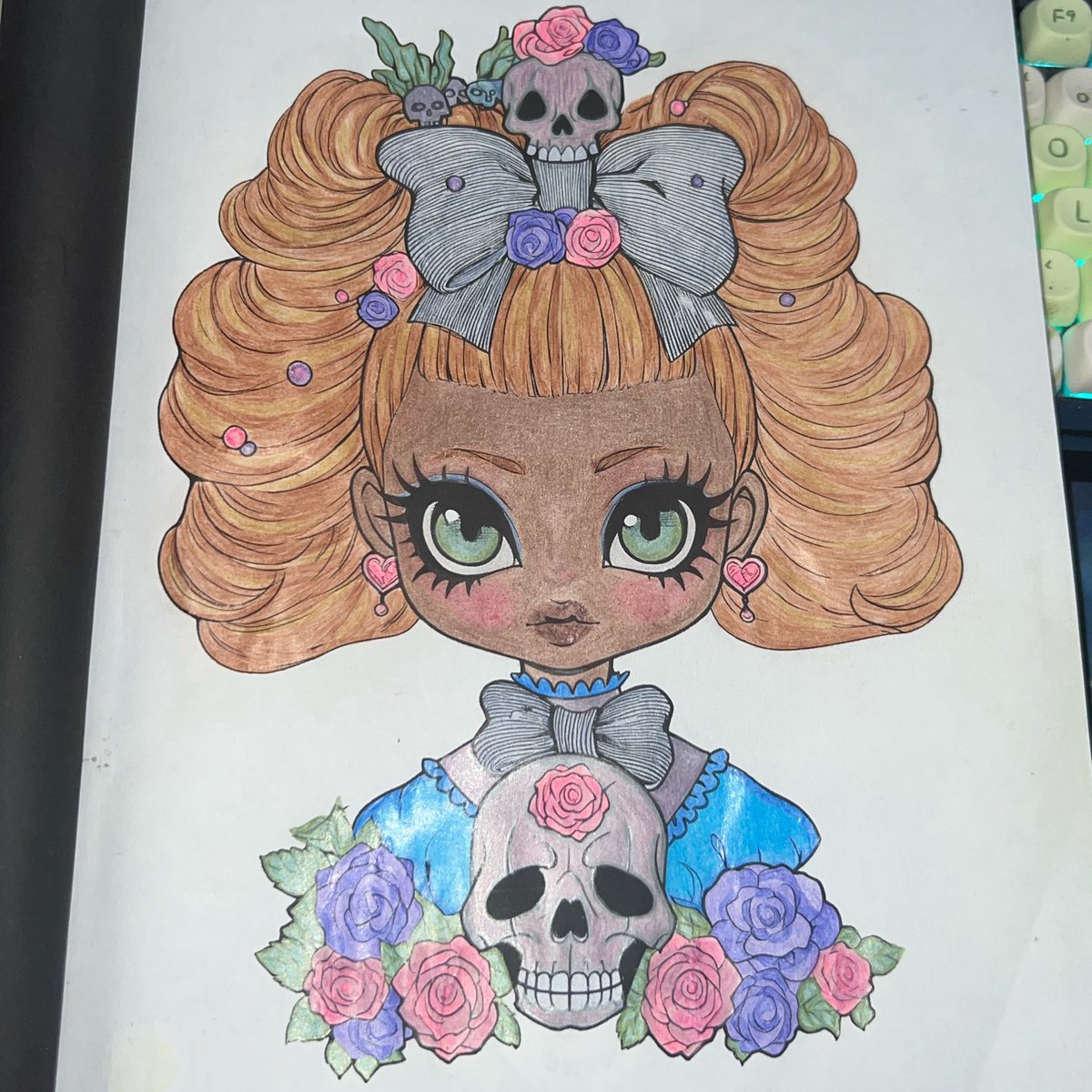 She’s such a Lolita doll who loves Skulls &amp; Flowers 💐 

LOOK AT HER! She so Beautiful ✨

I was very Happy with how the Hair shades turned out 🎨

👈 Without Flash 📸 With Flash 👉