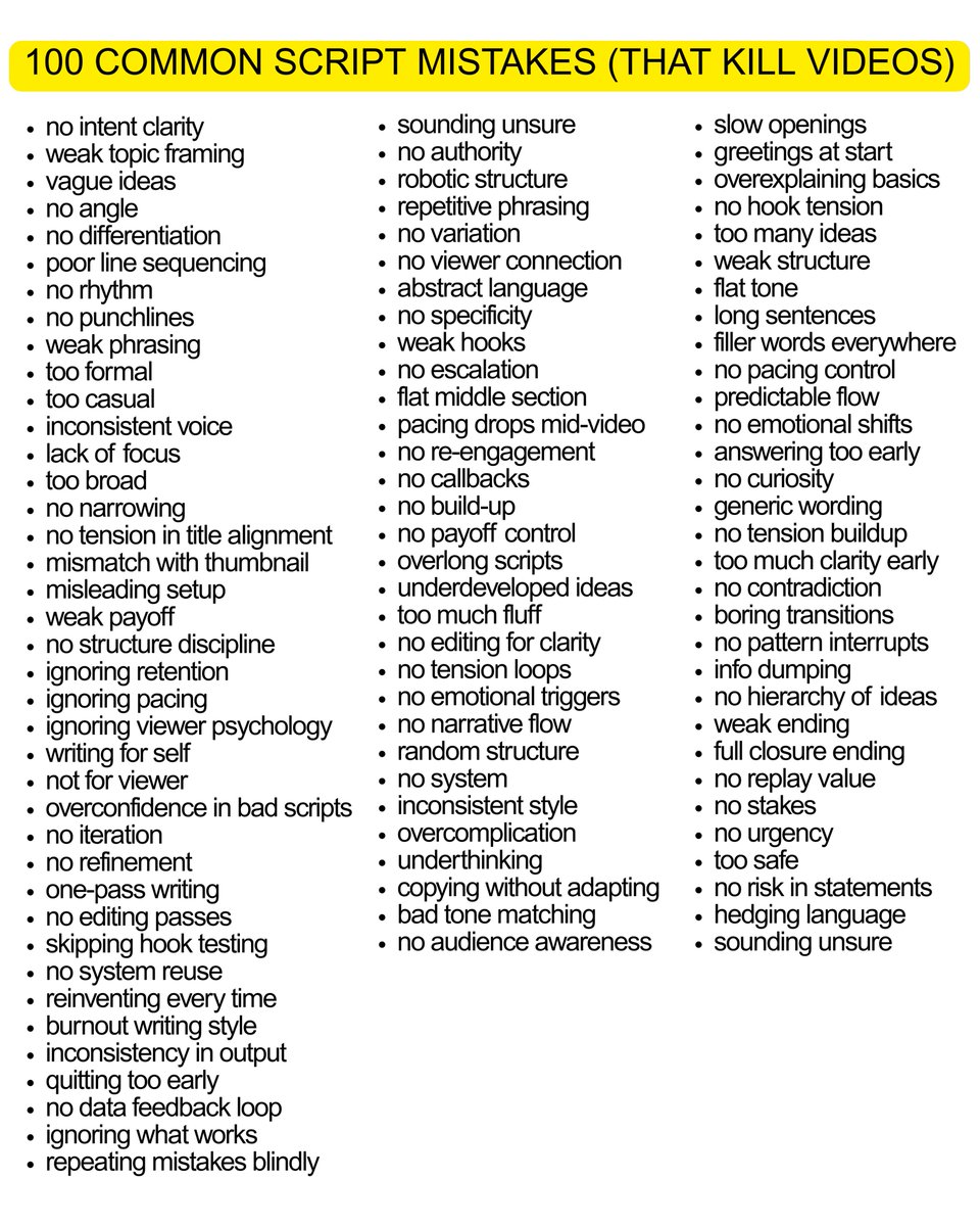 these are 100 mistakes you're making in your scripts