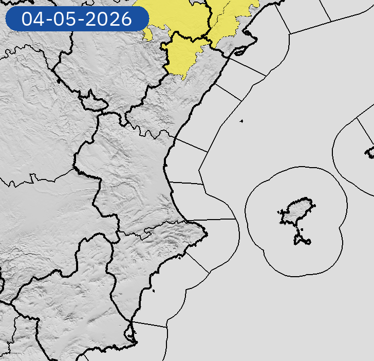 AEMET_CValencia's tweet photo. 02/05 19:12 AVISOS PASADO MAÑANA | Comunitat Valenciana: lluvias y tormentas. Nivel máximo de aviso: amarillo.
Actualizaciones en https://t.co/R3Fs2JzKgr https://t.co/H6R1gGnRuq
