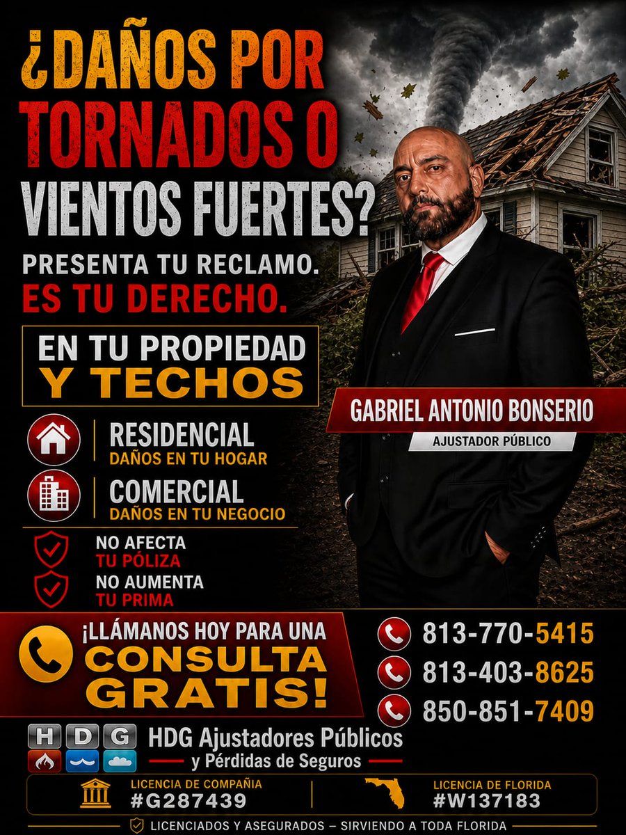 gabrielbonserio's tweet photo. 🚨 ALERTA EN FLORIDA – TORNADO WATCH ACTIVO 🌪️ 

El Servicio Nacional de Meteorología ha emitido una alerta que incluye zonas clave como:
📍 Tampa
📍 St. Petersburg
📍 Clearwater
📍 Brandon
📍 Lakeland
📍 Spring Hill
📍 Zephyrhills
📍 y más en Hillsborough, Pasco, Pinellas https://t.co/pUrCHuB2or