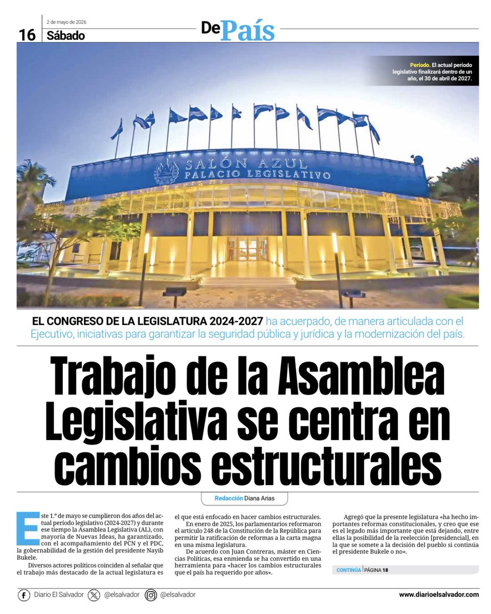 DaniaGonzalz's tweet photo. De dos años transcurridos del nuevo período, no se trata de cantidad de leyes, sino de dirección: una estrategia estructural en IA, ciberseguridad y datos que hoy le da al país certeza en lo digital. 🇸🇻

📰 https://t.co/f3xiKPxzWs https://t.co/g2yz1IzAFg