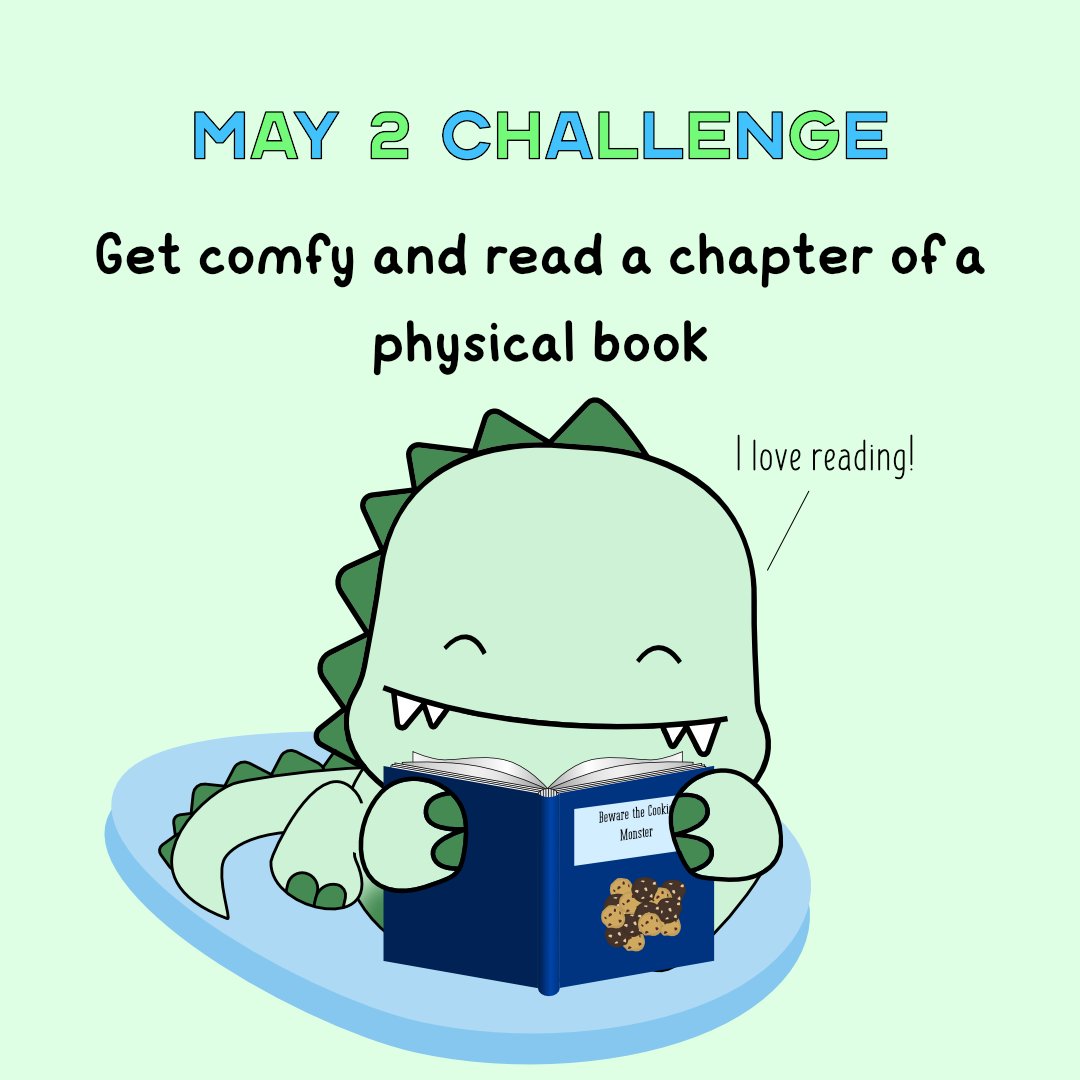 HLT_DinoHugs's tweet image. Today's Dino Challenge: Get comfy and read a chapter of a physical book

Daily little happiness challenge designed to help you connect more deeply with yourself and the world around you

#Happiness #Joy #Connection #TakeAction #YouCanDoIt #Motivation #Gratitude #Reflection #Rest
