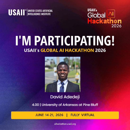 1davidadedeji's tweet photo. Excited to join USAII Global AI Hackathon 2026 powered by United States Artificial Intelligence Institute.
Connecting with innovators worldwide to learn, build, and turn ideas into impactful AI solutions.
Link : https://t.co/sTW14Sbben

#GlobalAIHackathon #USAII
@usaiinstitute https://t.co/OpICzkbvBJ