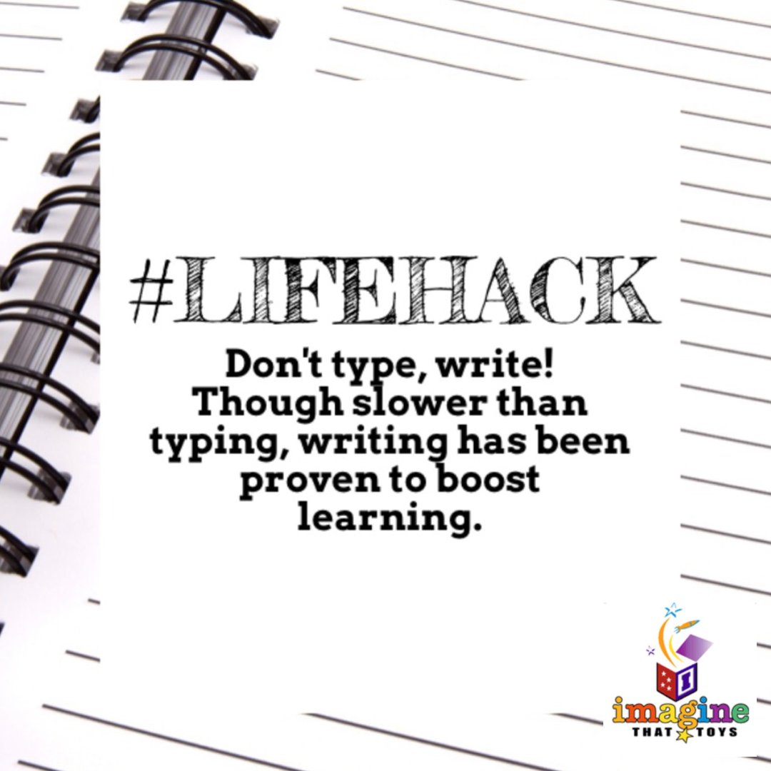 ImagineThatKS's tweet image. Personally, I remember what I write by the color of the pen I use. When I was in college, I took notes with many different colors which helped me visualize when I was taking the test. - Gwen

Anyone else prefer to write over typing? 

 #Learning #TakeNote #ImagineThatToys