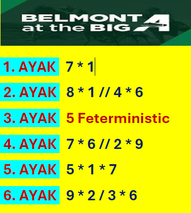 AyhanDevrimAkin's tweet image. #Belmont #At #The #Big #A 🏇🇺🇸 #BelmontAtTheBigA 🇺🇸🏇
02*Mayıs Birinci Altılı Ganyan Şablonu...
Şansınız Bol Olsun. 🍀 🍀 🍀