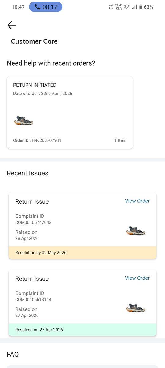 boddupranay's tweet photo. @AjioCares @AjioCares @AJIOLife    COMPLAINTID : COM00105747043 should be resolved by EOD why there is no update what's wrong, all time saying sorry for inconvenience, justify something for that word. Return is not pickup up and expected is 6th May 2026, Can I believe that? https://t.co/3yZ4OQOrpN