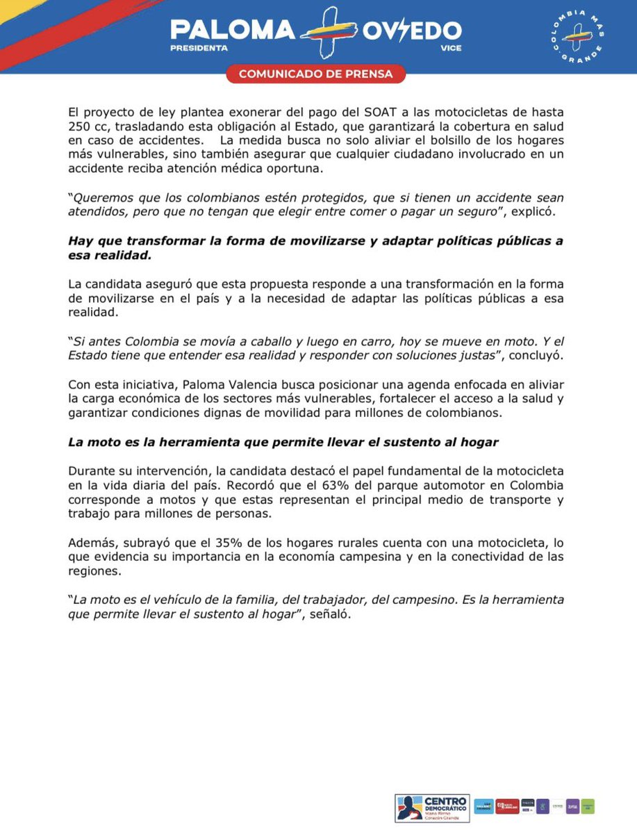 Prensa Paloma Valencia tweet media