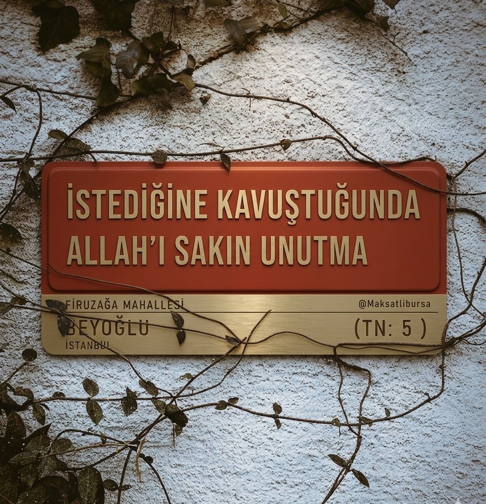 İstediğine kavuştuğunda Allah'ı sakın unutma.