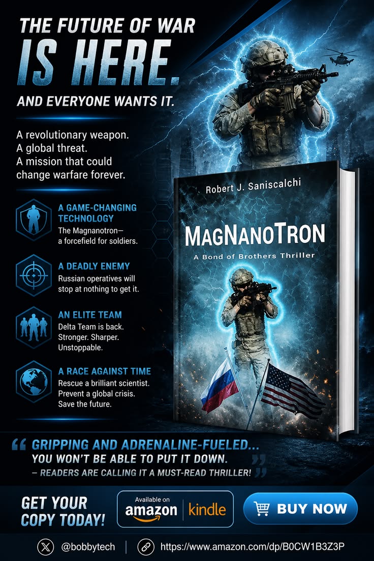 Authors__Glow's tweet image. A forcefield for soldiers? The future of war is here—and everyone wants it. @bobbytech amazon.com/dp/B0CW1B3Z3P #Thriller #Military #Action #Technology #Books