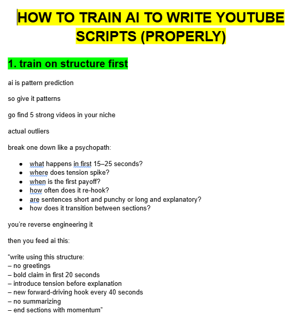 HOW TO TRAIN AI TO WRITE YOUTUBE SCRIPTS BETTER